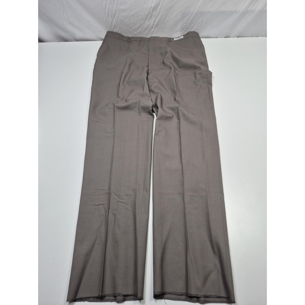 Asher Dress Pants Mens 42x36 Gray Wool Super 100s Flat Front Unhemmed NWT